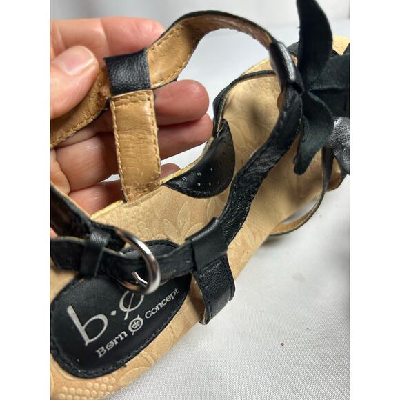 BOC Born O Concept Womens Size 8 Shoes Black Floral Slingback Wedge Sandal - Picture 10 of 15